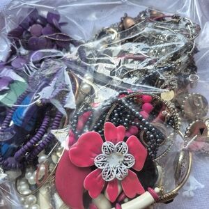 Colorful Mixed Jewelry Lot with Pink and Purple Accents.   Craft Or Repair.